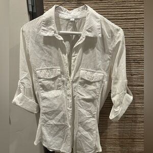 Standard James Perse Contrast Panel Shirt in white. Sz 3